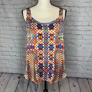 Hermes Paris Silk Abstract Print Sleeveless Top 42 / 10